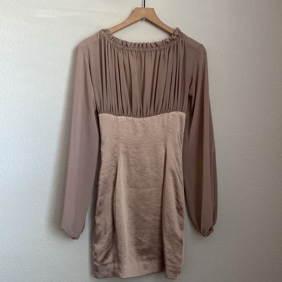 House of CB Gia Bustier Corset Long Sleeve Satin Billowy Sleeve Mini Dress XS - Picture 7 of 14